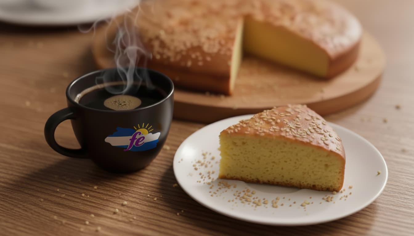 Fresh Salvadoran quesadilla with coffee